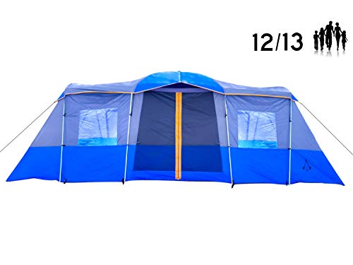 Americ Empire 14-12 Person Tent for Camping with Rooms, Fits 6 Queen Beds (21ft x 10ft). Extra Large Family Tent for Camping Waterproof. This Huge 3 Room Tent is the Best Multi Room Tent w Steel Poles