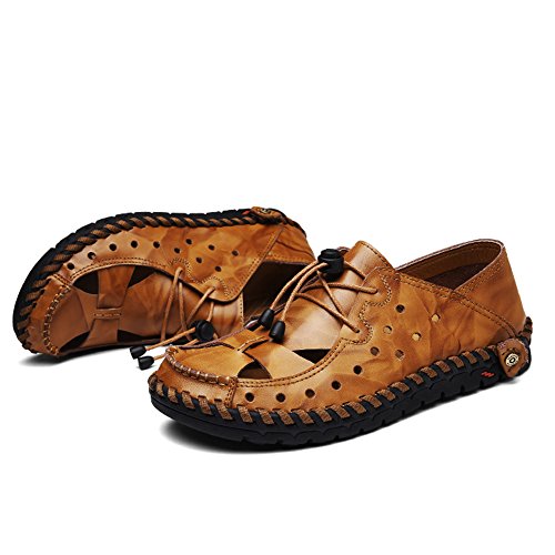 MAIZUN Mens Sports Sandals Summer Leather Outdoor Fisherman Sandal Breathable Walking Beach Sandals