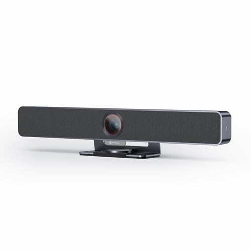 AV Access Conference Room Camera, Cascaded Up to 3 Mics for Large Room, 120 FOV 4K Webcam with 4 Microphones, Auto Framing, Speaker Tracking, Video Bar with 3.5mm Audio Out Dual Stereo Speakers
