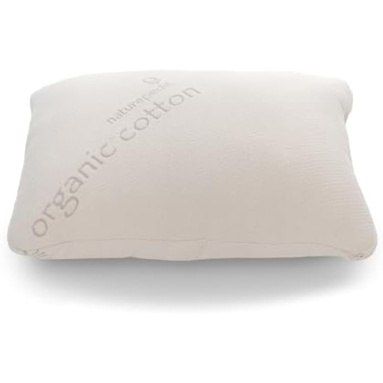 Naturepedic Organic Latex Pillow - Standard Bed Pillow with Medium Comfort - Luxury Pillow with Adjustable Fill for Comfortable Sleeping, Back Support and Neck Pain Relief
