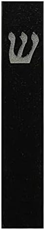 A&S Mezuzot Quartz Mezuzah Case with Engraved Shin Design Easy Peel and Stick Judaica Door Mezuza (Black Quarts, 6 Inches)