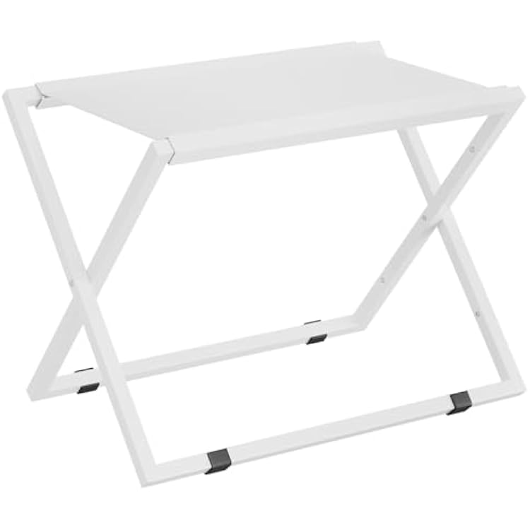 IBUYKE Luggage Rack for All Suitcase Sizes,Metal Luggage Holder,Foldable Suitcase Stand,Easy to Assemble for Bedroom Living Room Hotel,White TLR001W