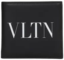 Valentino Garavani Mens VLTN Black Leather Wallet Luxury Italian Bifold with Logo Print & Gift Box