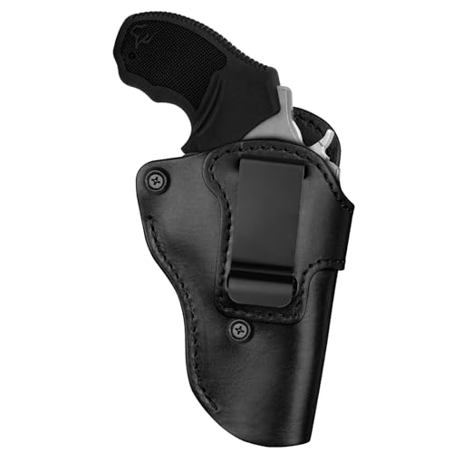 Premium IWB Leather Holster for Most 38 Special & J Frame Revolvers for Taurus 32760585685905942, S&W Model 60, Ruger SP101, Kimber 6S, Rossi Model 68, Fit 2.5 - 3.0 Barrel, Black, RightLeft