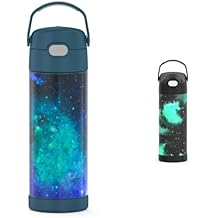 THERMOS FUNTAINER 16 Ounce Galaxy Teal and Galaxy Green Stainless Steel Vacuum Insulated Water Bottles with Spout Lid