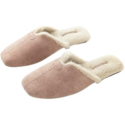 URAWOW Fleece Lined Mules for Women Men Closed-Toe Slippers Chic House Shoes Sandals Indoor Outdoor