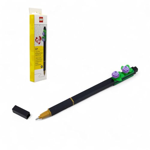 IQ LEGO Pen Pal Gel Pen & Building Toy - Botanical Lavender Flowers 53701, Black ink, Easter Gift