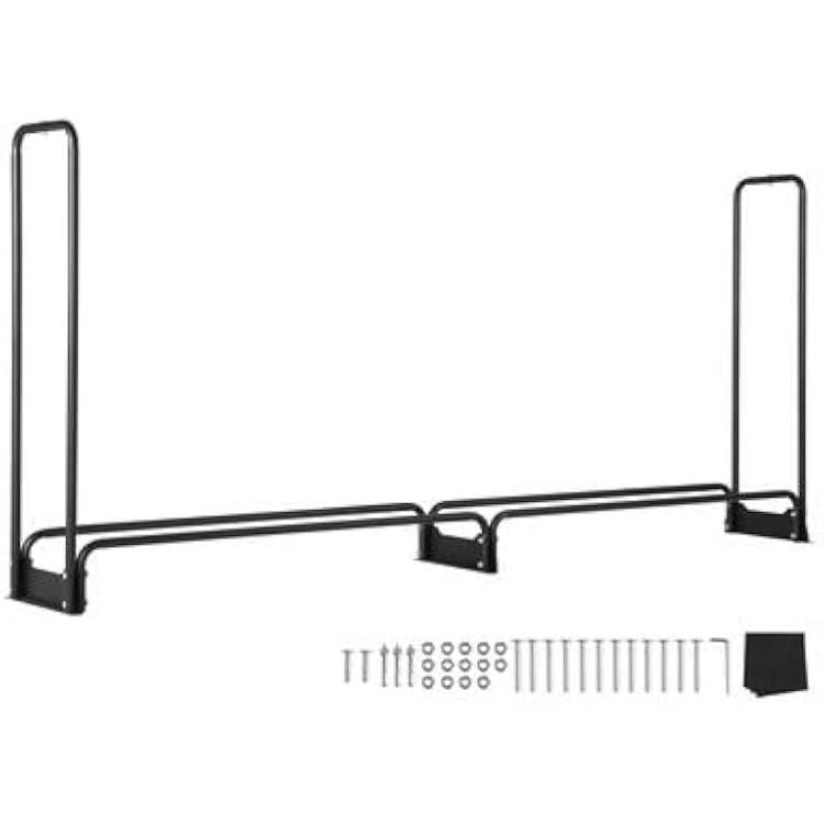 Happybuy 8.5FT Heavy Duty Outdoor Firewood Rack with Waterproof Cover, 102x14.2x46.1 in, Ideal for IndoorOutdoor Log Storage
