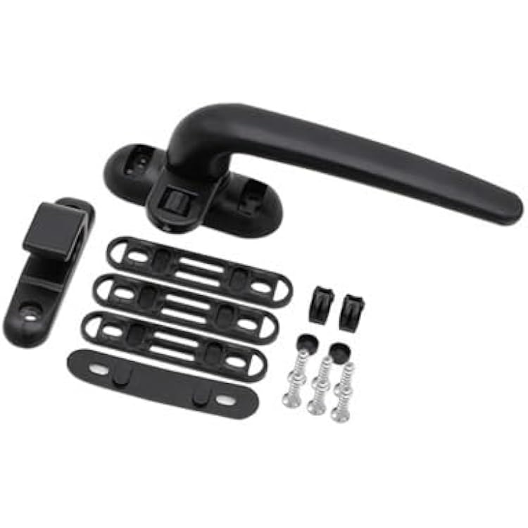 Window Handle, 1Set Aluminum Alloy with Lock Casement Wheel Replacement Parts Sliding Door Window Hardware Home Improvement Window HandlesBlack,Right