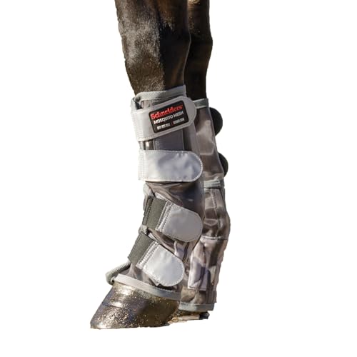 Schneiders Mosquito Mesh II Fitted Horse Fly Boots | Set of 2 | Superior Insect & UV Protection | Reflective Safety Features | Color Gray | Size Medium