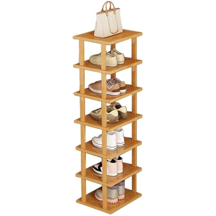 Space-Saving Vertical Shoe Rack - 578 Tiers Wooden Shoe Organizer for Compact Entryways and Closets, Freestanding Corner Shoe Tower,shoe organizer,shoe rack for closet,shoe stand M