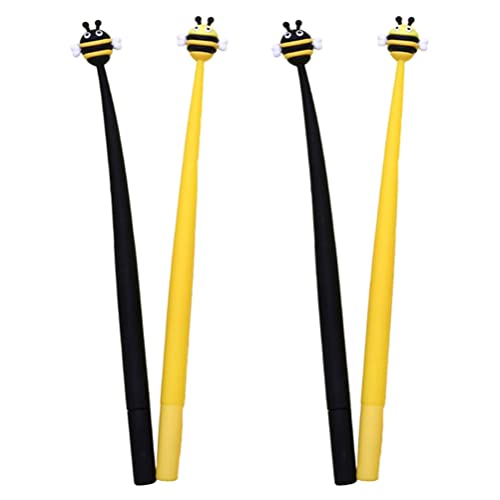 NUOBESTY 4pcs Bee Shape Silicone Ballpoint Pens Cute Cartoon Design Ink for Students Office Use Smooth Writing Fun and Functional Writing Supplies