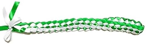 Ribbon Lei - Braided Necklace - Green & White