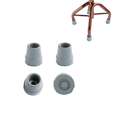4 Pack Quad Cane Tips 12 Inch Heavy Duty Walking Cane Rubber Tips Replacement Sturdy Metal Washer Reinforced Rubber Feet for Quad Cane, Walking Stick and Furniture with 12 Bottom Leg Foot, Gray