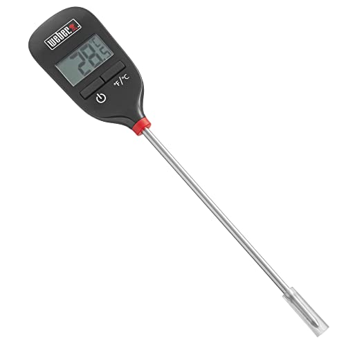 Weber InstantRead Thermometer Probe, BlackSilver Fast Digital Grill & Kitchen Thermometer with 15Second Readout, Auto Shutoff & FahrenheitCelsius Options