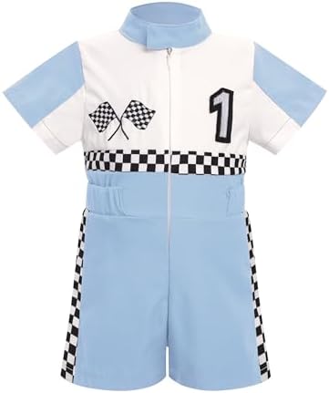 IMEKIS Toddler Baby Race Car Birthday Outfit Boy Girl One Piece Jumpsuit Cake Smash Photo Shoot for 1-4T