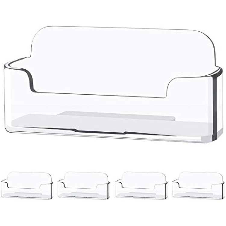 4 Pack Acrylic Business Card Stand - Clear, Fits 30-50 Cards