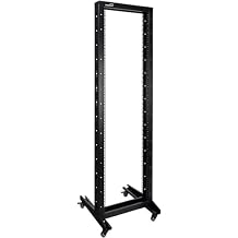 NavePoint 42U 2 Post Open Frame Server Rack with Casters for 19 Inch Equipment, Networking, and IT Devices, 2-Post Rack 330lbs Weight Capacity, Black