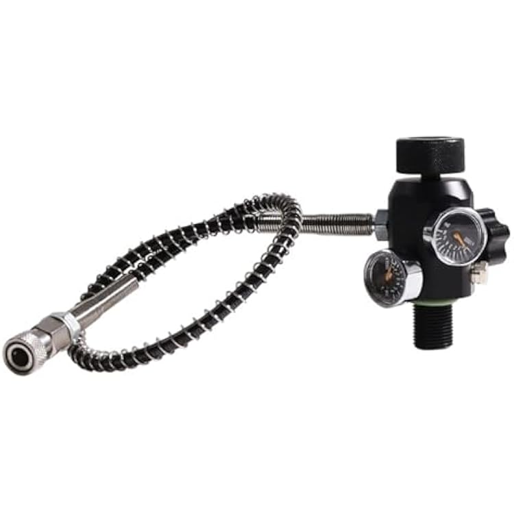 TUXING 4500PSI Pcp Tank DIN Valve Scuba Adapter Dual Gauge with 20Hose Paintball HPA Tank, High Pressure Compressed Air Fill Station M18x1.5 Thread