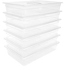 6 Pack Food Pans, 4 Inch Deep Clear Food Pan with Lids,Commercial Food Storage Containers for Restaurant, Hotel