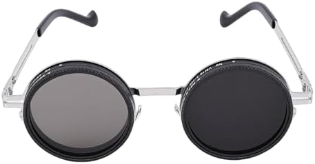 AdjustableTintSunglasses, Metal Round Polarized Glasses with 49MM ND Filter Lenses for Outdoor Activities