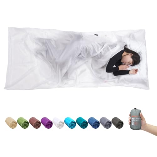 Browint Silk Sleeping Bag Liner, Silk Sleep Sack, Extra Wide 87x43, Lightweight Travel Sheet for Hotels, More Colors for Option, Reinforced Gussets