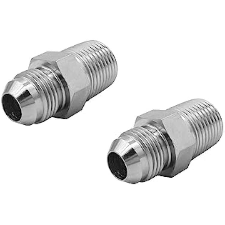 2-PACK 2404-08-08 Hydraulic Hose Adapter Fitting 12 Male JIC 37 Flare 34-16UNF 12 Male 12-14NPTF SAE Straight Pipe Joints Tube Connector Carbon Steel