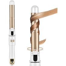 GREEN BREATH Classic Rotating Curling Iron,Automatic Roating Hair Curler,Negative ion Curler,1.1inches(About 28mm) Curling Iron for Long Hair,Beach Waves Hair Curler,Double Voltage,White