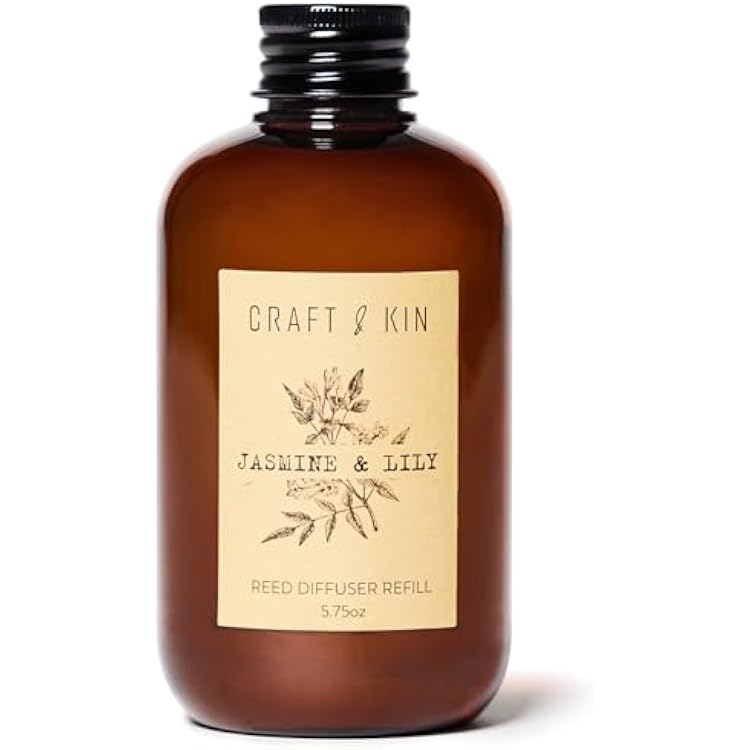 Jasmine & Lily Reed Diffuser Oil Refill | Reed Diffuser Refill for Craft & Kin Diffusers | Long Lasting Home Fragrance - 5.75 oz