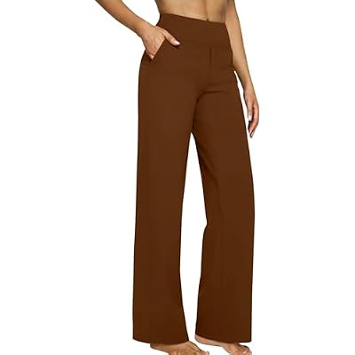 Womens Yoga Pants Stretch High Waist Wide Leg Pant Dressy Casual Solid Color Sweatpants Baggy Trousers with Pockets
