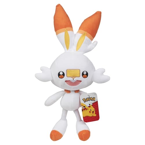 Pokemon 8 Scorbunny Plush - Sword and Shield Starter Figure - Authentic Soft Stuffed Animal Bunny Toy - Gift for Kids, Boys, Girls - 2