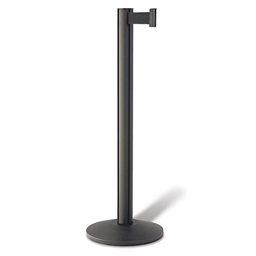 Beltrac 3000 Retractable Belt Stanchion, Wrinkle Black with 7 foot Black Belt
