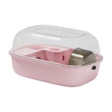 Hamster Cage Small Animal Cage Ventilation Openable Top, House Hamster Carrier for Bunny Sugar Glider Small Animals Hedgehog, Pink