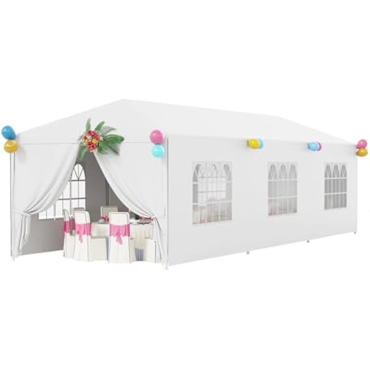 FDW Party Tent 10x30 Outdoor Gazebo Canopy with 8 Removable Sidewalls, Waterproof Wedding, Patio, UV Protection for Events & Gatherings