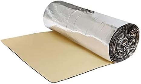 61x39.4inch Car Cell Foam 5mm Heat Sound Deadening Mat Sound Proofing Insulation Deadener Mat High Density Foam Aluminium Foil Pad 197mil 16.7sqft