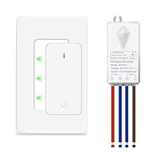 NineLeaf Wireless Light Switch and Receiver Kit, No Wiring RF Remote Control Switch, 1300FT Range, Programmable & Expandable,for Lights, Ceiling Fans, Lamps, 1000W LED(1Switch 1Receiver)