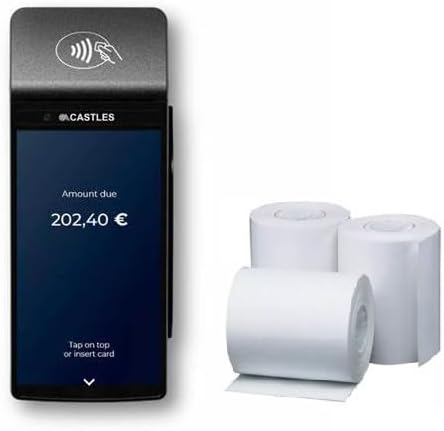 Replacement Receipt Paper for Castles S1F2, S1F3 Payment Terminal, 20 Rolls