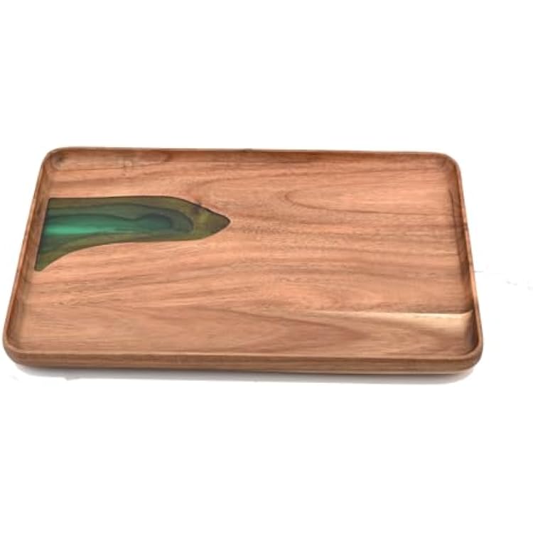 Guowall Lake Design Resin Wooden Tray Cheese Board Serving Tray for Kitchen, Home Decor, Food Display - 1 pcSet