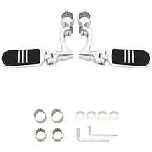 FOVPLUE 1", 1.25" Highway Footpegs,Adjustable Highway Peg for Harley Touring Softail Dyna Sportster Honda Kawasaki Suzuki Yamaha Indian Victory with 1", 1-1/4",22-35mm Engine Guards/Tubing,Chrome