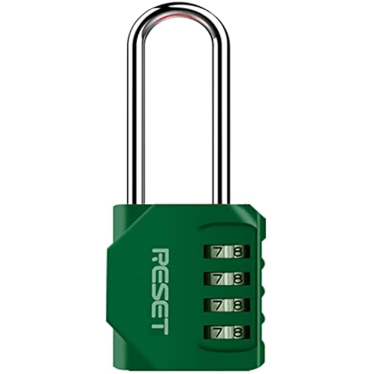 RESET-060 4 Digit Combination Padlock with 2.4 inch Long Shackle Combination Lock,Outdoor Waterproof Padlock,Indoor Padlock for School Locker, Gym Locker , Shed, Fence, Gate, Toolbox, Green