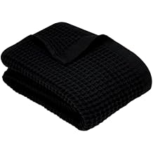 DEMMEX Organic Cotton Waffle Weave Turkish Bath Towel - Ultra Soft Lightweight Quick Dry, Oeko-Tex Certified, 100% Turkish Cotton (Jet Black, Large (60x30))