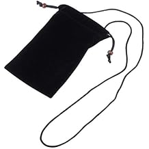 Case Cover Soft Cloth Flannel Carry Bag with Chain and Loop Closure for POSH MOBILE PEGASUS 3G S400 - Black