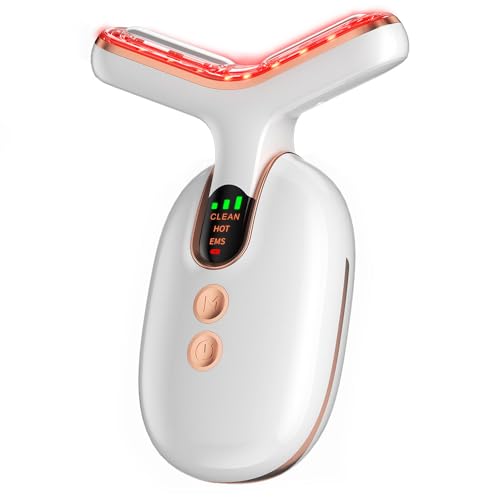 Micro-Current Facial Beauty Device, Red Light Therapy for Face, 3 Color LED Facial Massager for Skin Care with Thermal, Vibration, White