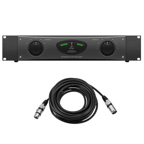Behringer A800 Professional 800W Reference-Class Power Amplifier, Bundle with 25 Value Series XLR M to F Microphone Cable