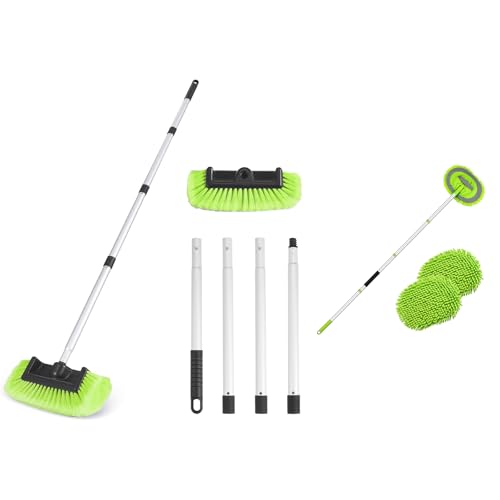 Ordenado 62 Car Wash Brush Kit Mitt Mop Sponge with Long Handle, 62 Car Wash Brush with Long Handle, Soft Bristle Car Cleaning Brush Supplies, Cars Brushes for Washing Exterior