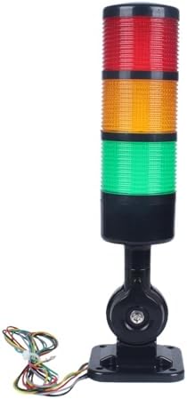 Led Signal Tower Stack Lights, Industrial Signal Warning Lights, Column Tower Lamp with Rotatable Base, SteadyFlashing Switchable,12V 24V DC3-Layer, with Buzzer Black