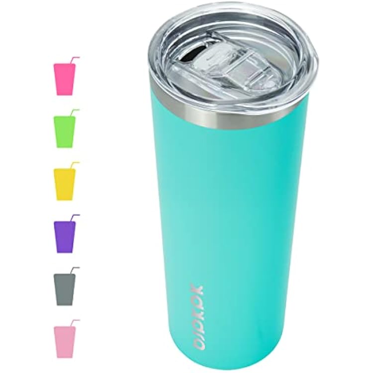 BJPKPK 20 oz Skinny Tumbler Stainless Steel Coffee Mug Slim Vacuum Insulated Travel Cup,Turquoise