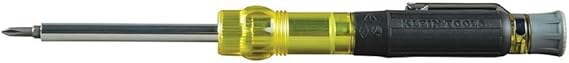 Klein Tools 32613 Multi-Bit Screwdriver, Precision HVAC 3-in-1 Pocket Screwdriver with Phillips, Slotted and Schrader Bits