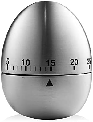 Egg Kitchen Timer Cute Manual, Stainless Steel Metal Mechanical Visual Countdown Cooking Timer with Loud Alarm for Kitchen Cooking Baking Sports