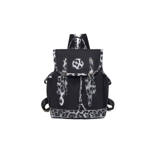 Womens Leopard Print Backpack - Fashion Daypack Cheetah Shoulder Bag Y2k Chic Bookbag Backpack for Work Travel Daily black grey